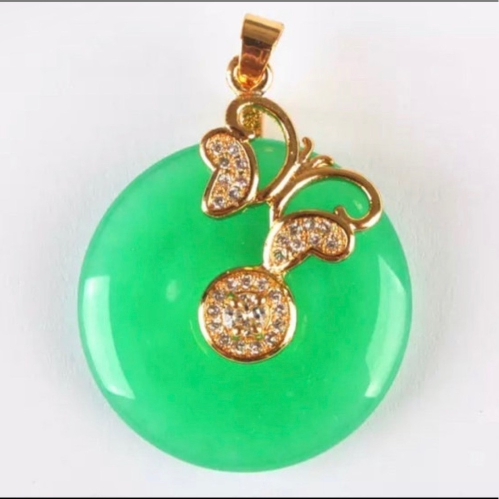 18k gold plated Butterfly jade Necklaces, butterfly pendant necklace